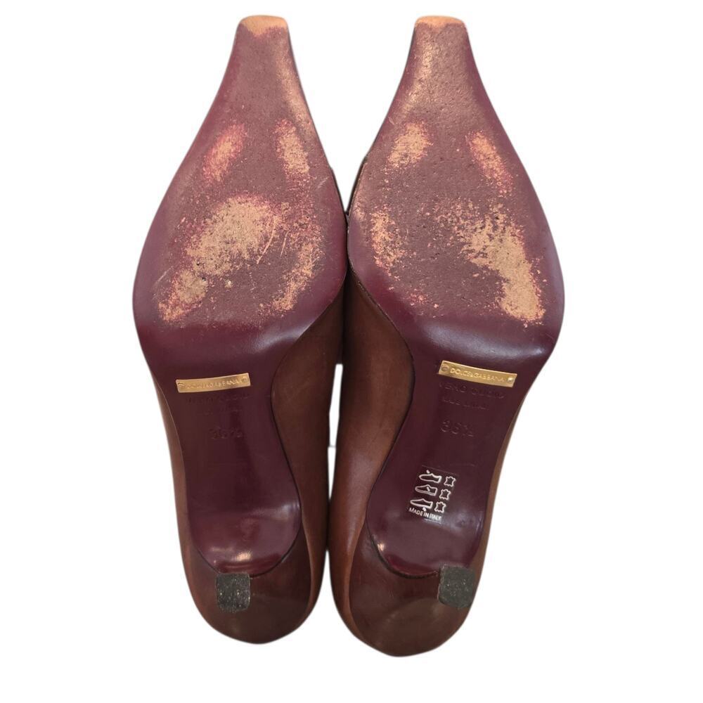 Dolce and Gabbana Beige Leather Pointed Toe Buckle Pumps Size 36.5 6 6.5 - Picture 8 of 8